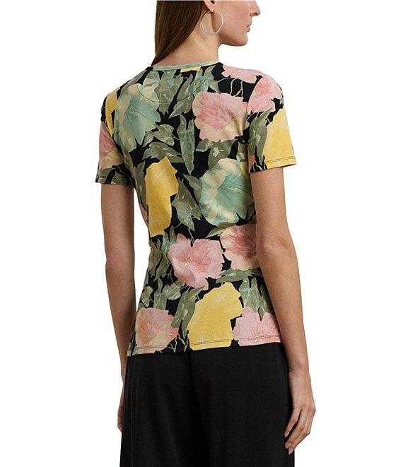 Lauren Ralph Lauren Floral Stretch Cotton Crew Neck Short Sleeve T-Shirt Product Image