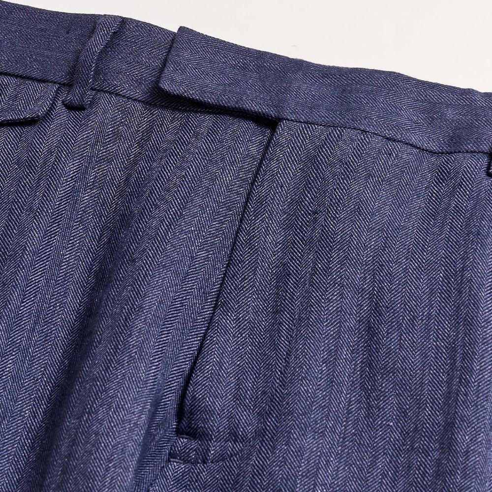Herringbone Flat Front Trouser -  Product Image