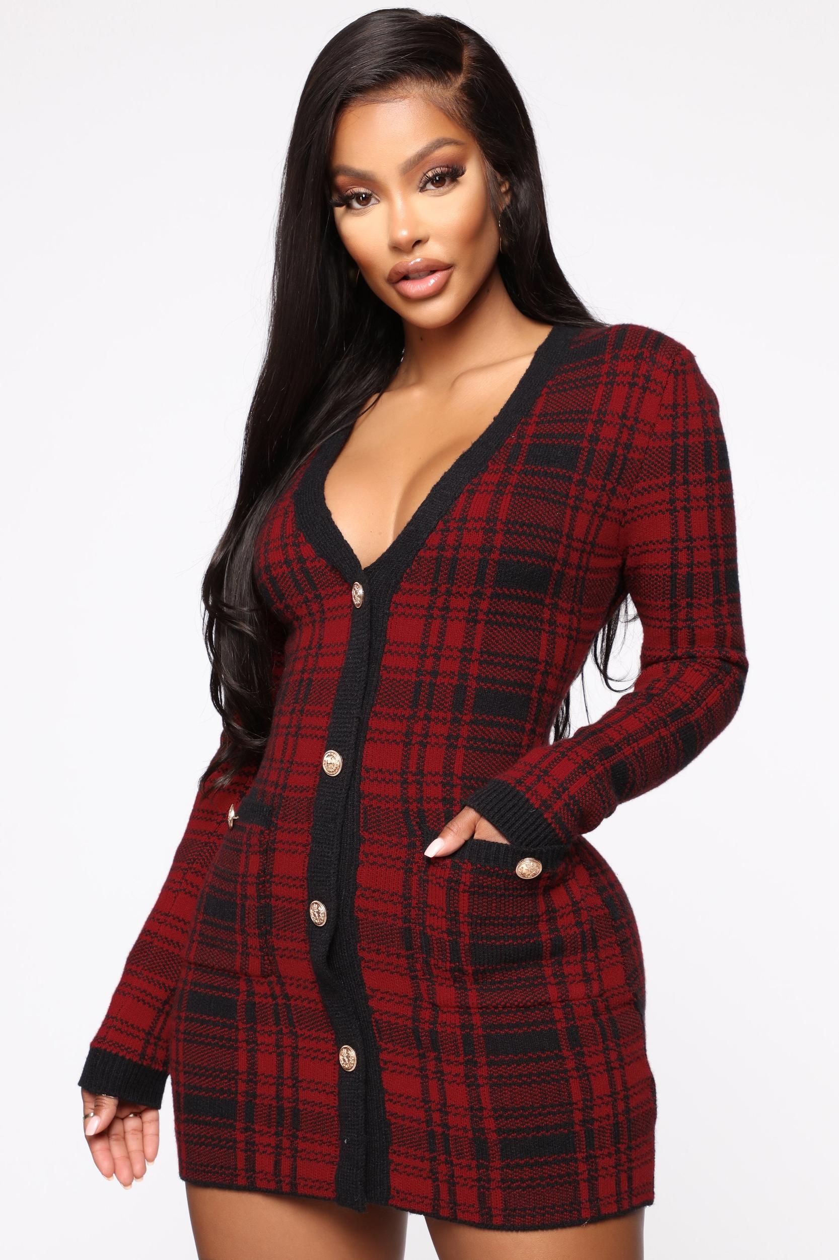 Power Hour Plaid Mini Dress - Red/Black Female Product Image