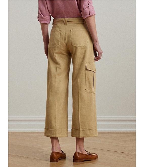 Lauren Ralph Lauren Twill Self Belt Wide Leg Cargo Pants Product Image