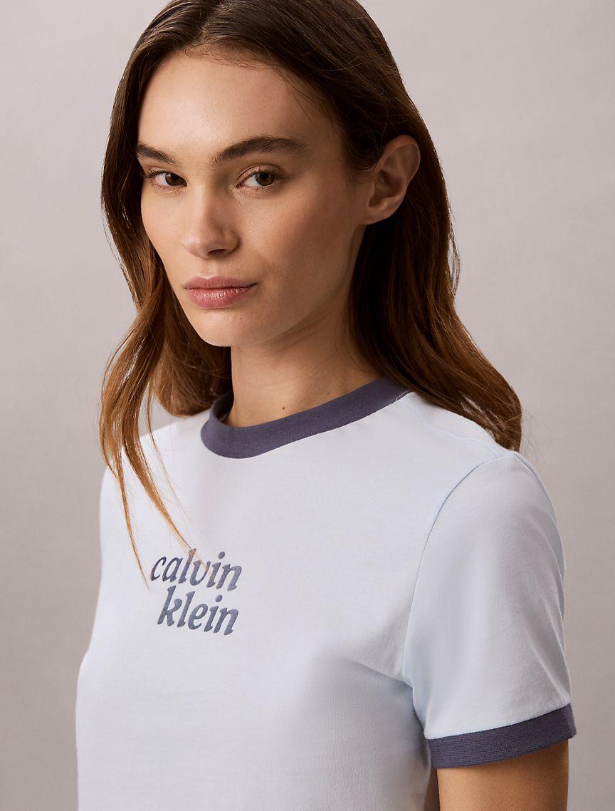 Logo Graphic Cropped Ringer T-Shirt Product Image