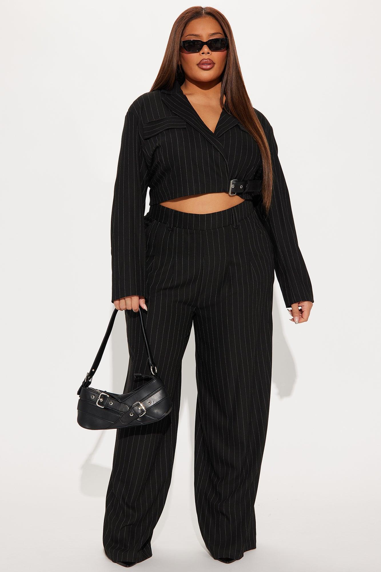 Breakeven Pinstripe Trouser - Black Product Image