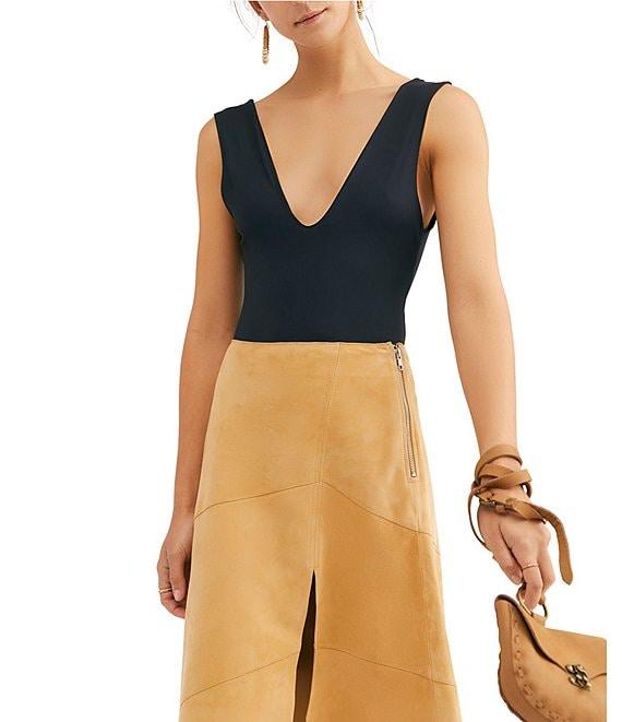 Free People Keep It Sleek V-Neck Sleeveless Bodysuit Product Image
