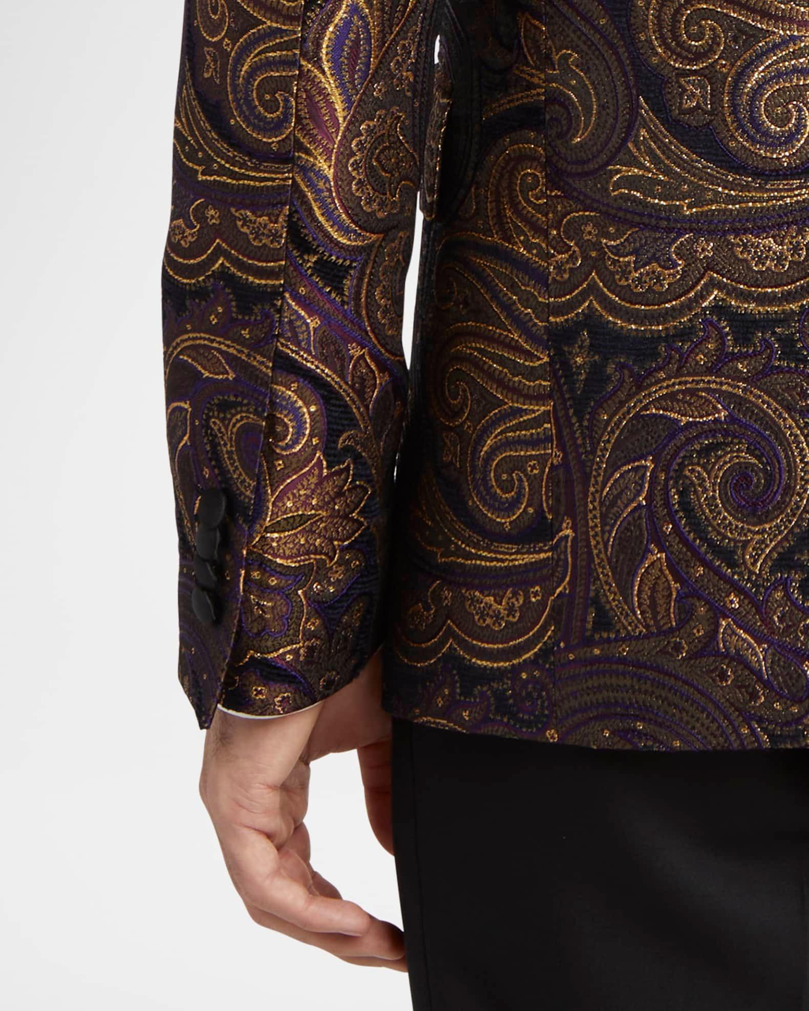 Men's Ornate Jacquard Peak-Lapel Evening Jacket Product Image