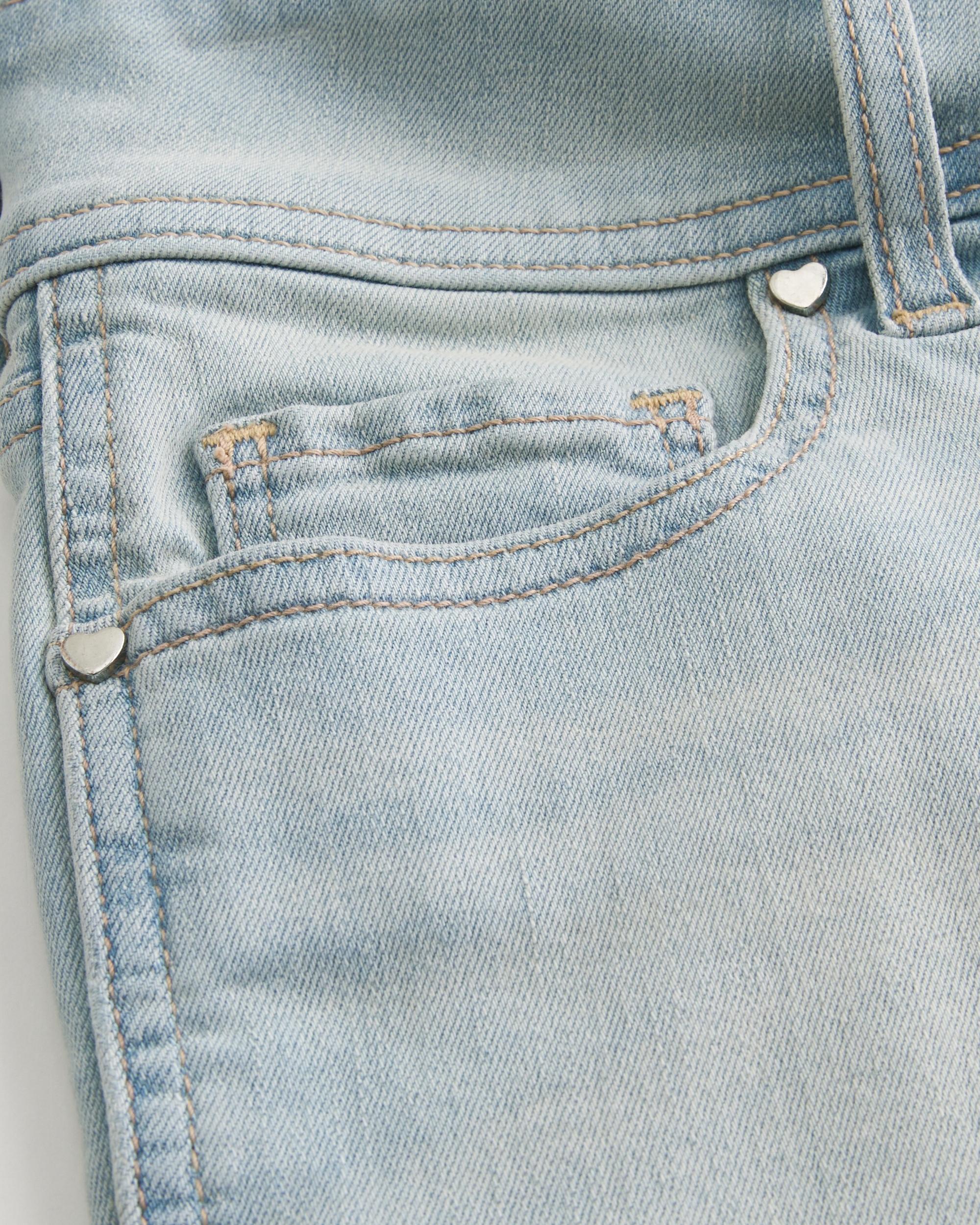 Low-Rise Light Wash Denim Shortie Shorts Product Image