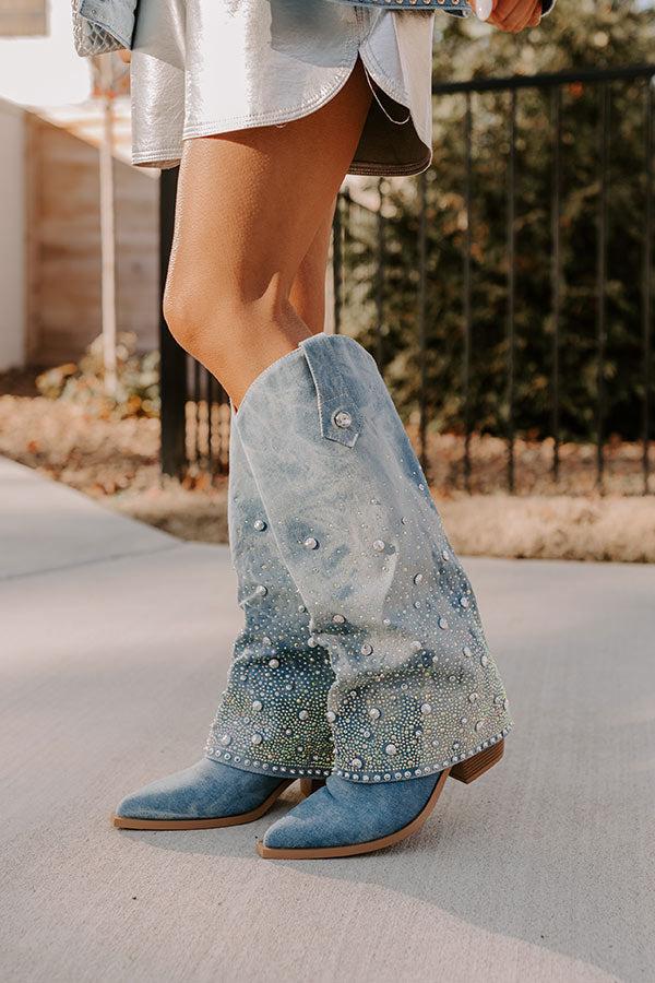 The Salute Embellished Denim Cowboy Boot Product Image