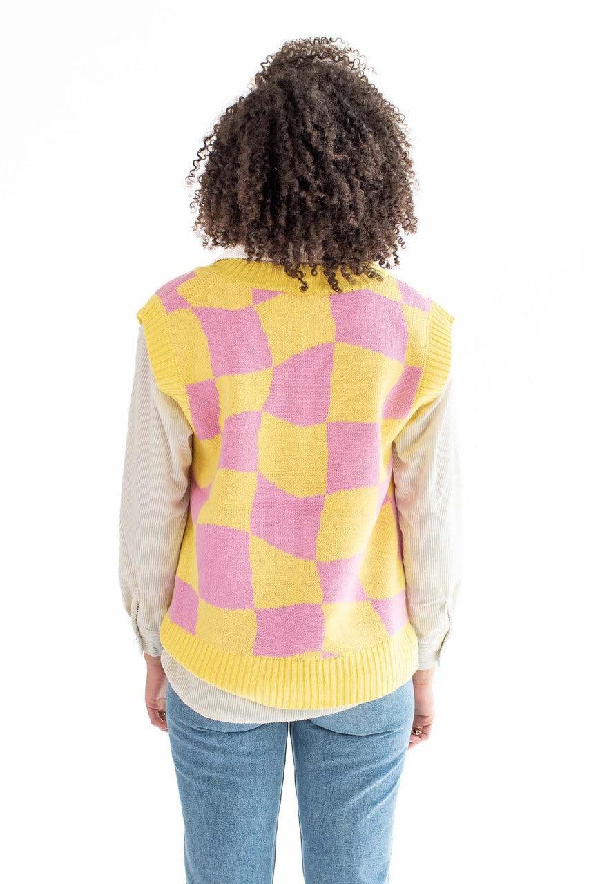 Pink Lemonade Checker Sweater Vest Product Image