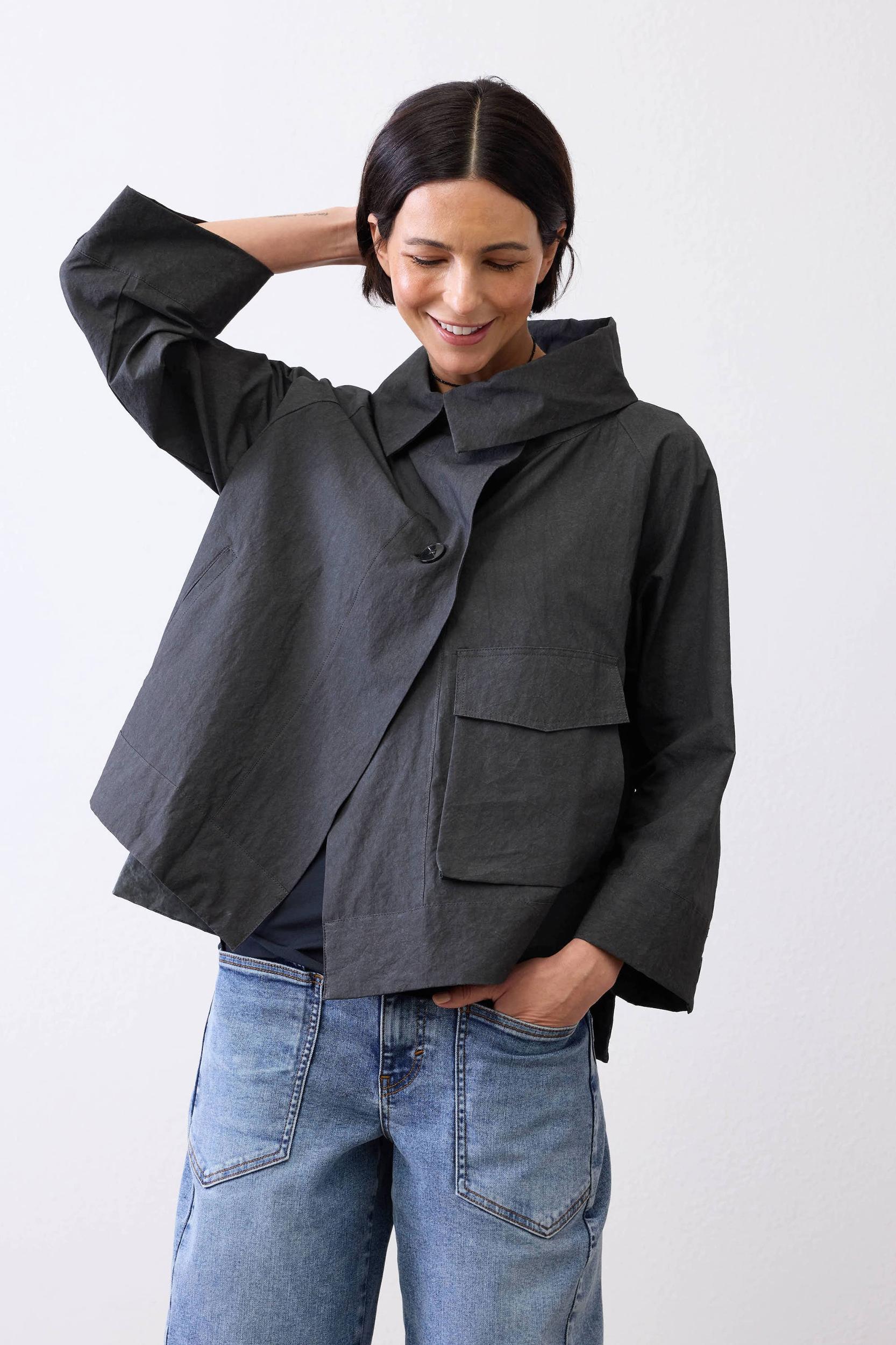 The Cotton Crinkle Mini Drama Jacket Product Image