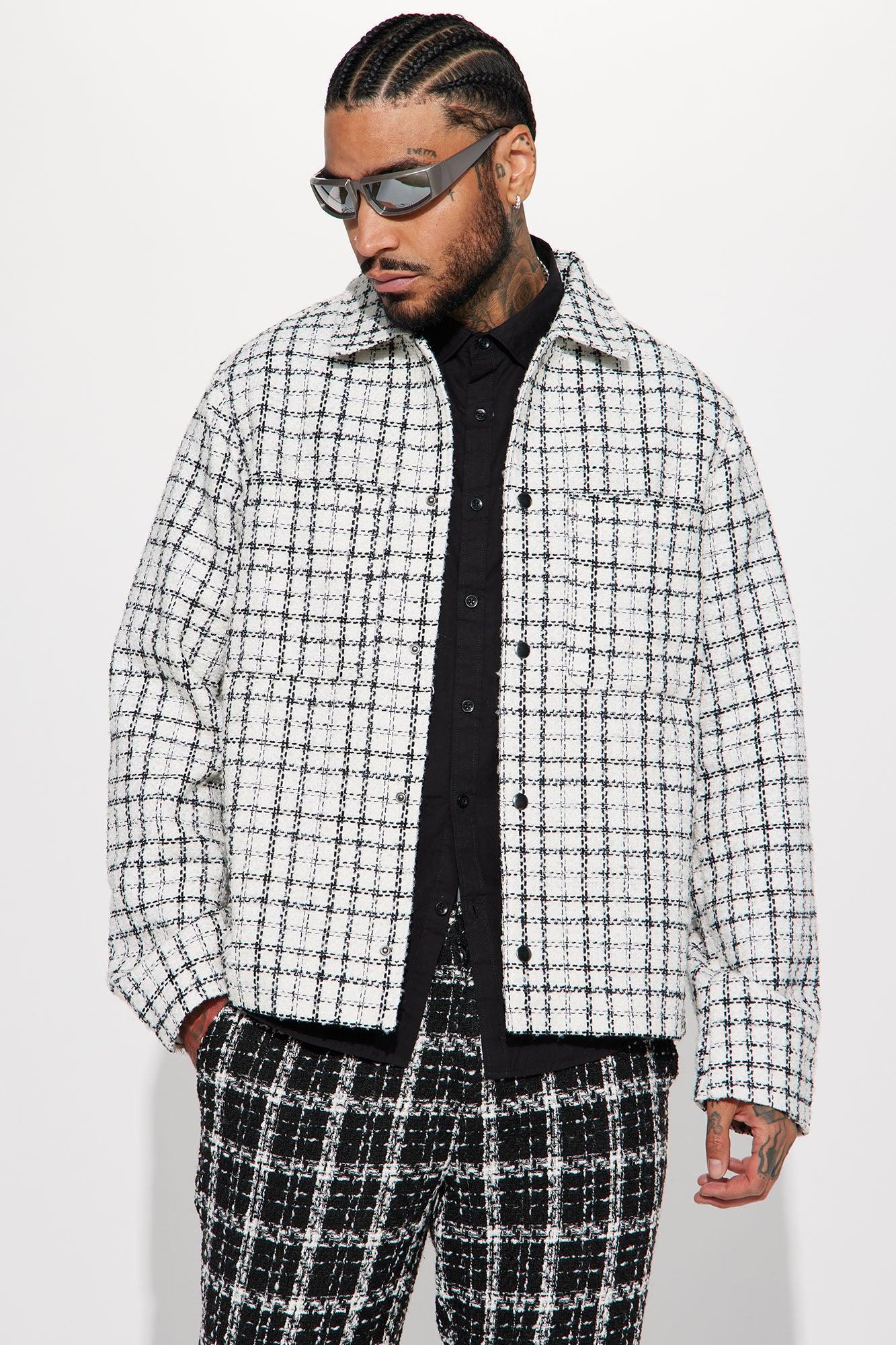 Checkmate Oversized Plaid Shacket - Black/White Product Image