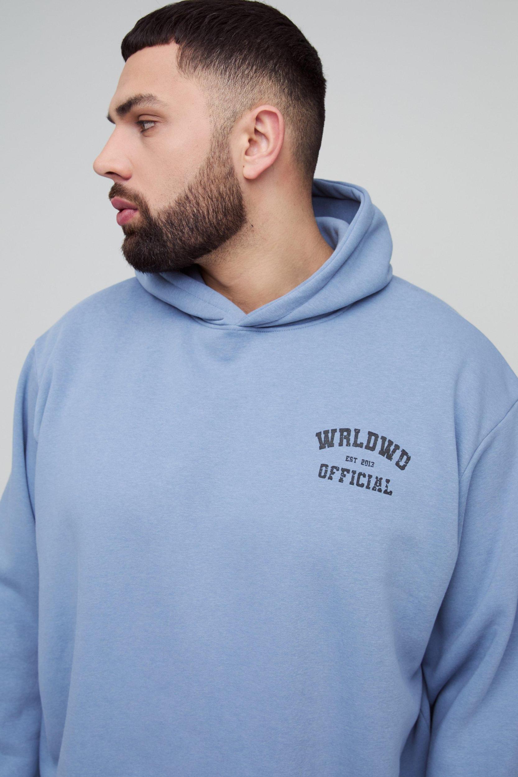 Plus Oversized Boxy Official Hooded Tracksuit | boohooMAN USA Product Image