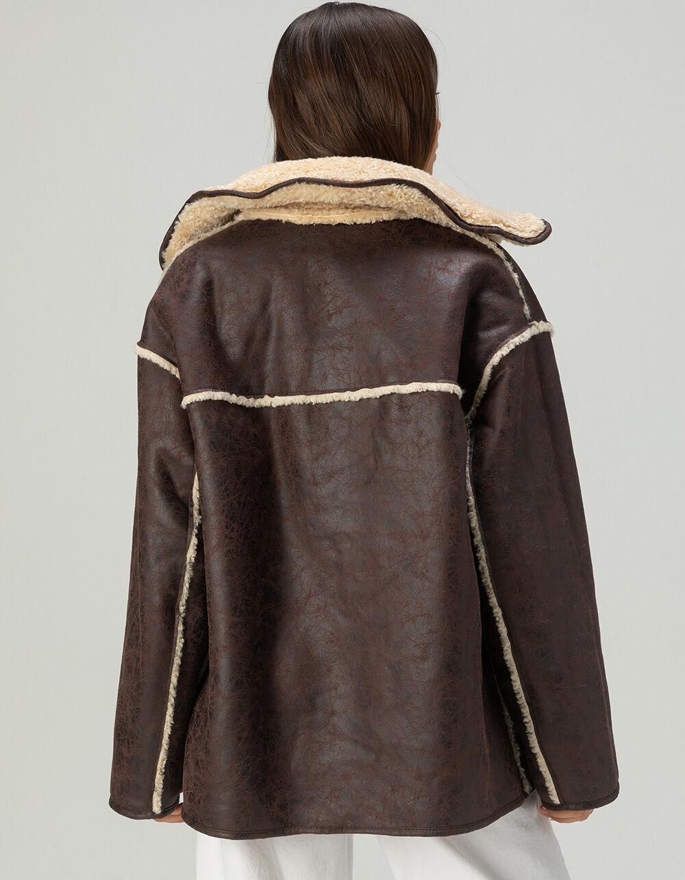 BDG Urban Outfitters Reversible Shearling Womens Coat - BROWN COMBO Product Image