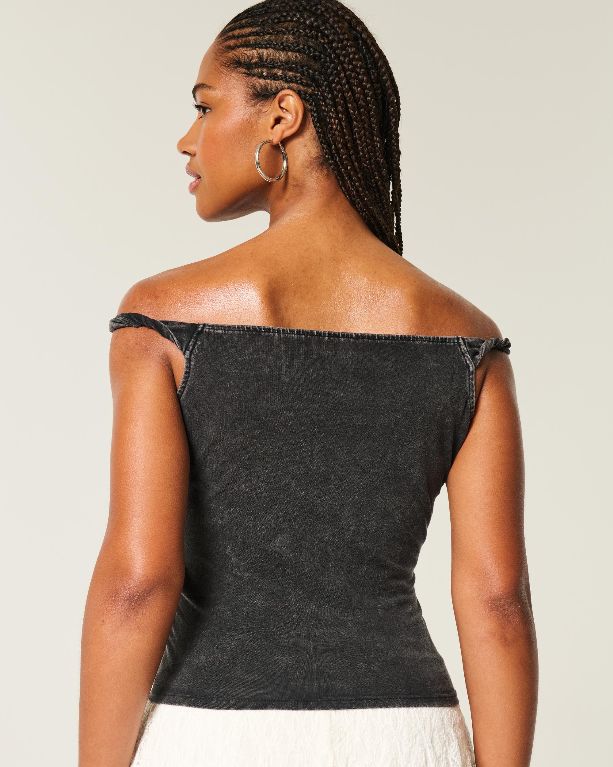 Twisted Off-the-Shoulder Guitar Graphic Tee Product Image