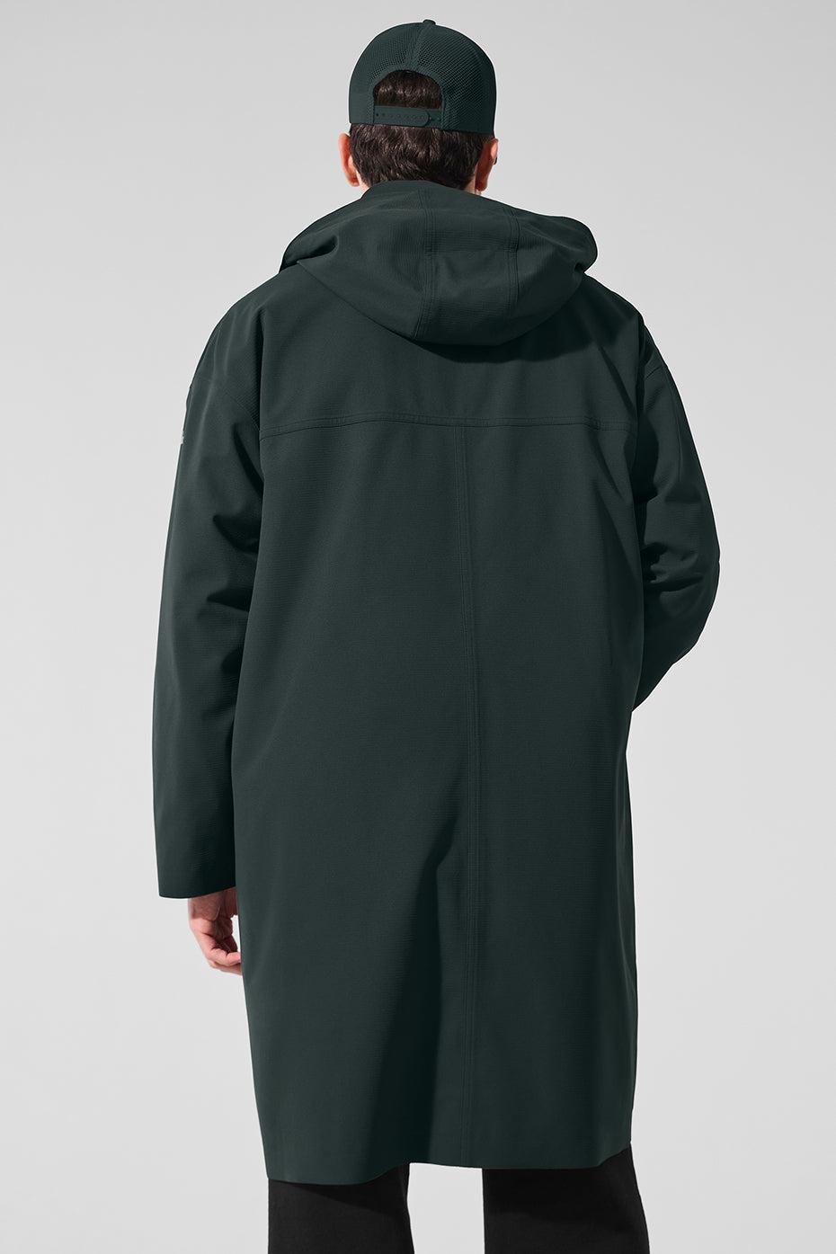 Rain Or Shine Long Coat - Charcoal Green Product Image