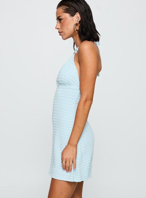 Selkie Beaded Mini Dress Blue Product Image