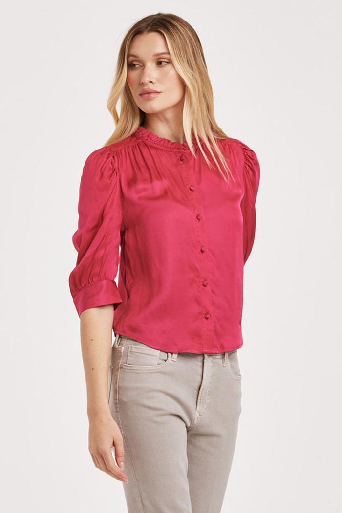 Nima Ruffle Neck Button Up Top Product Image