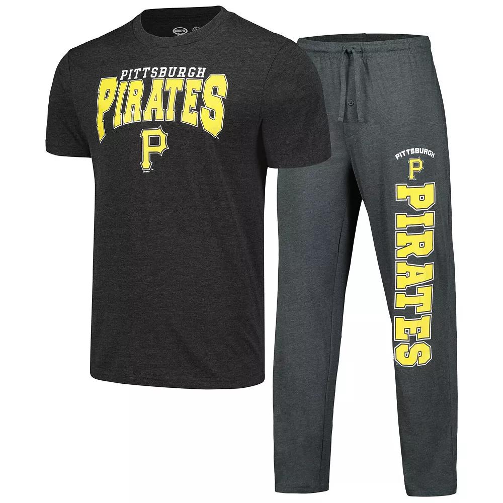 Men's Concepts Sport Charcoal/Black Pittsburgh Pirates Meter T-Shirt & Pants Sleep Set, Size: Small Product Image