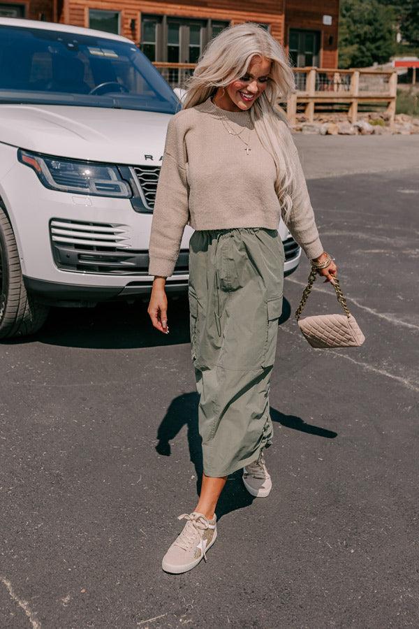 Cool Energy Cargo Midi Skirt in Sage Product Image