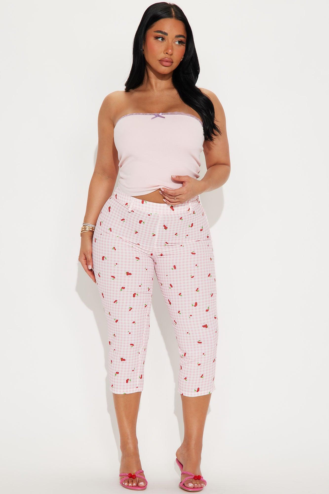 Cherry Love Gingham Capri Pant - Pink/combo Product Image