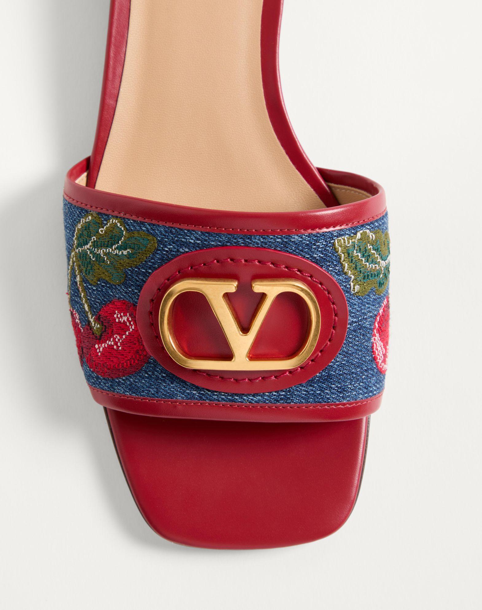 Vlogo Signature Denim Slide Sandal With Cherryfic Embroidery 20Mm Product Image
