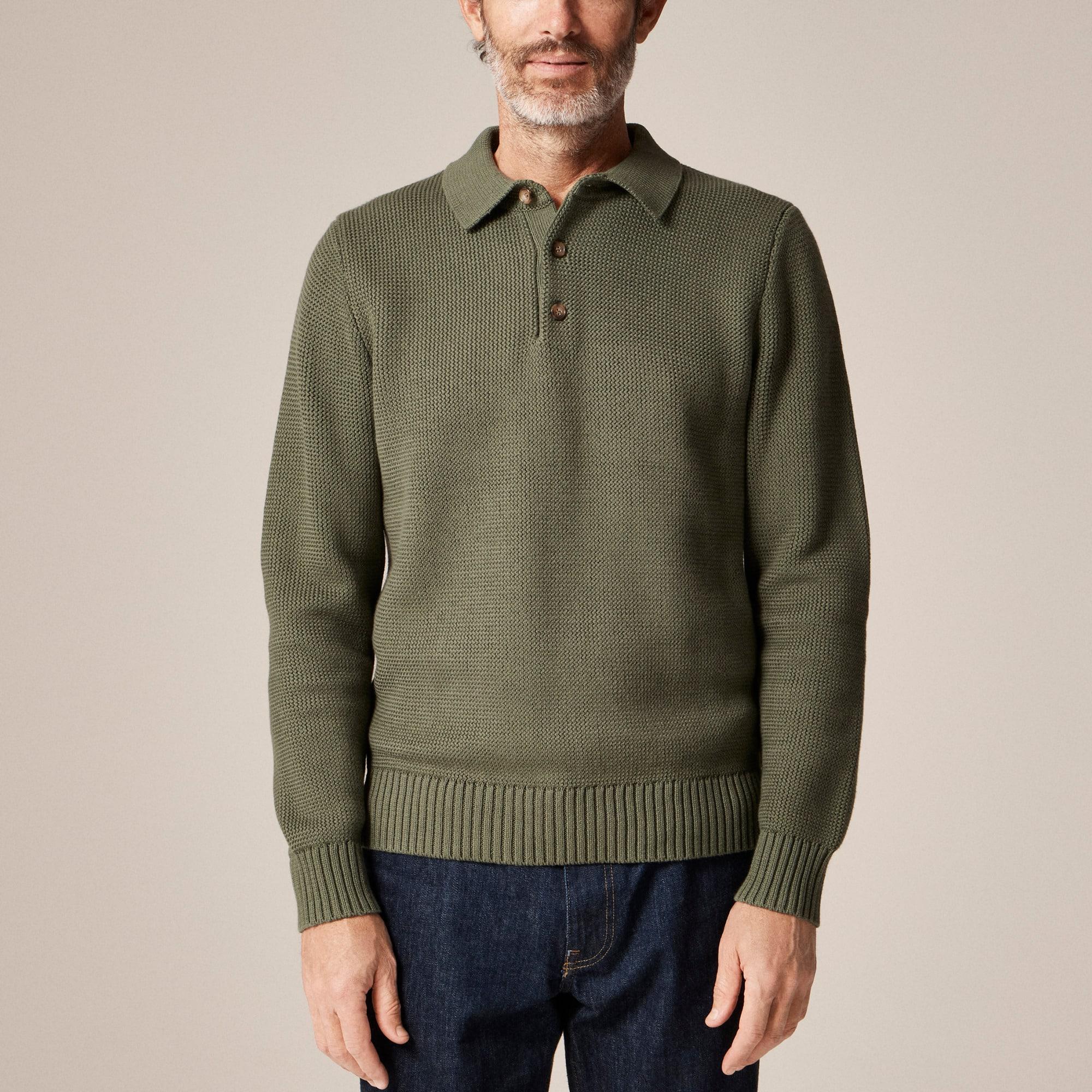 Cotton racking-stitch sweater-polo Product Image