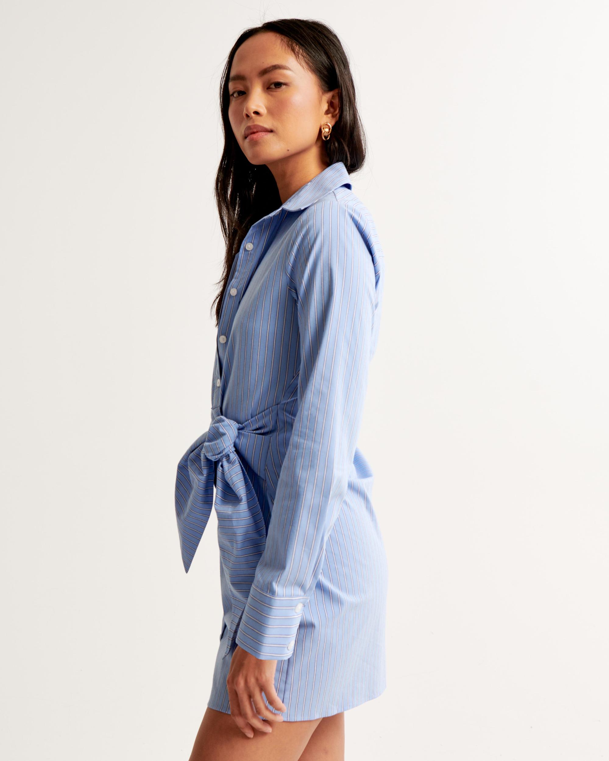 Long-Sleeve Wrap Shirt Dress Product Image