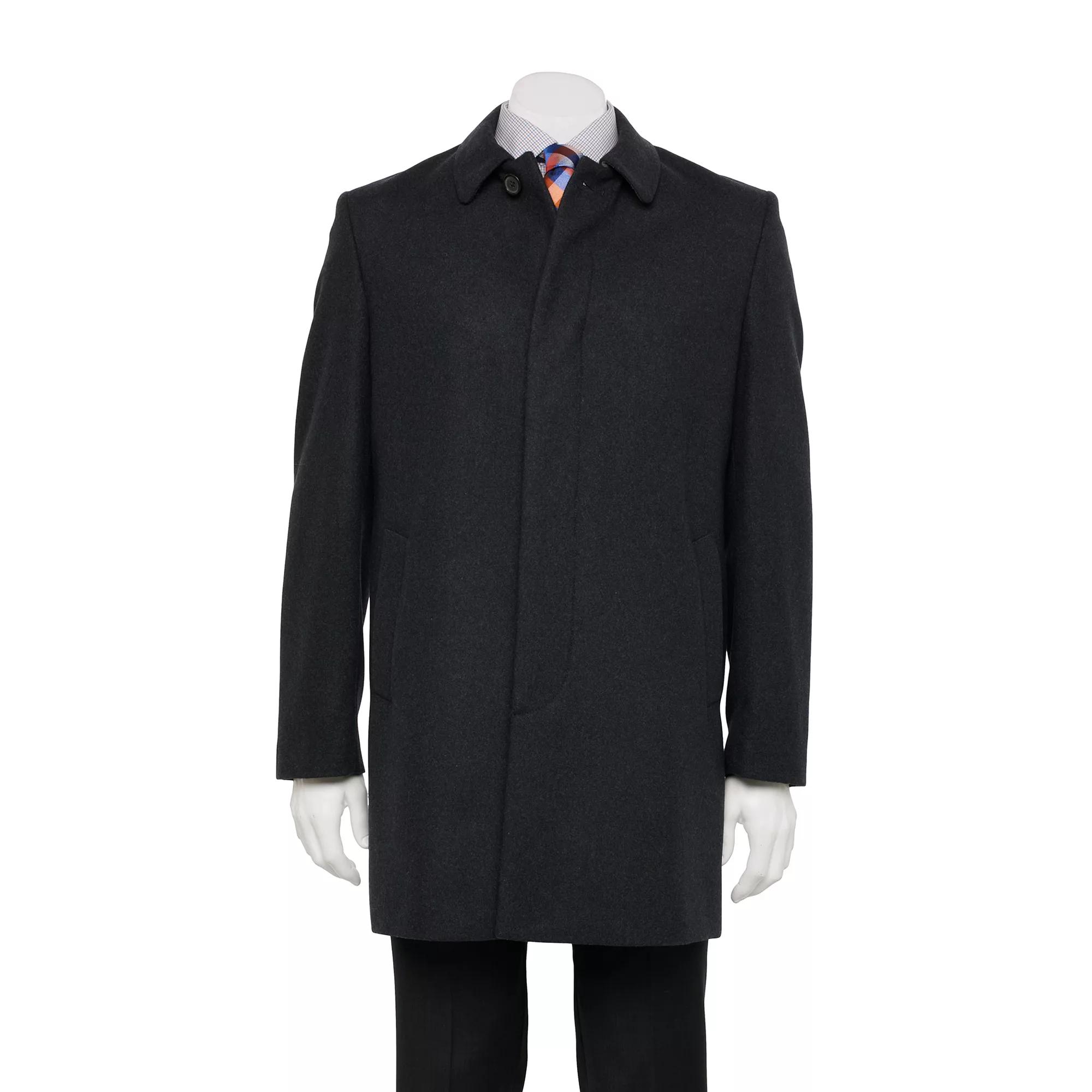 Men's Jean-Paul Germain Classic-Fit Tyson 34-inch Wool-Blend Topcoat, Size: 48 - Regular, Grey Gray Product Image