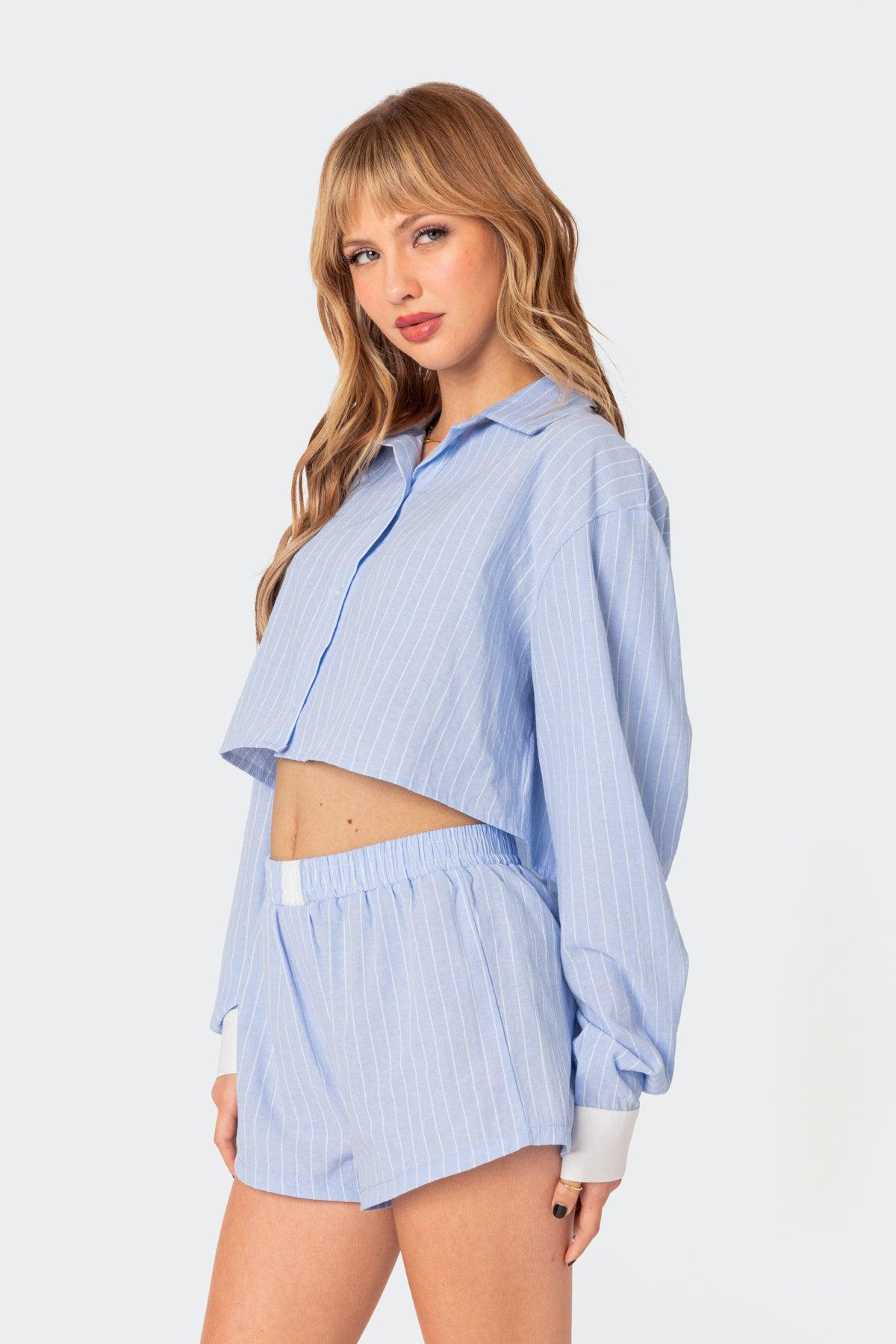 Lea Cropped Button Up Shirt Product Image