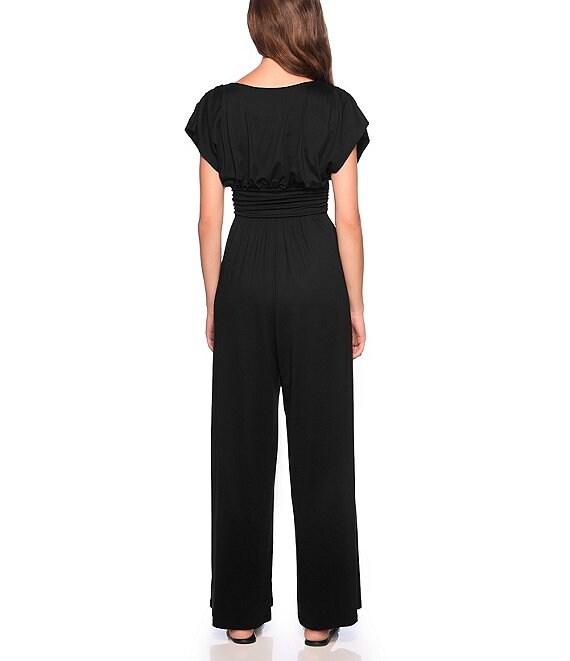 Susana Monaco Deep V-Neck Short Sleeve Wide-Leg Jumpsuit Product Image