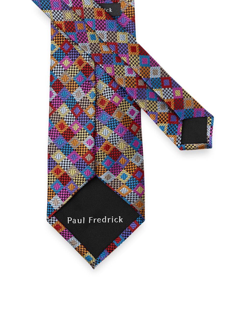 Geometric Woven Silk Tie - Multi Product Image