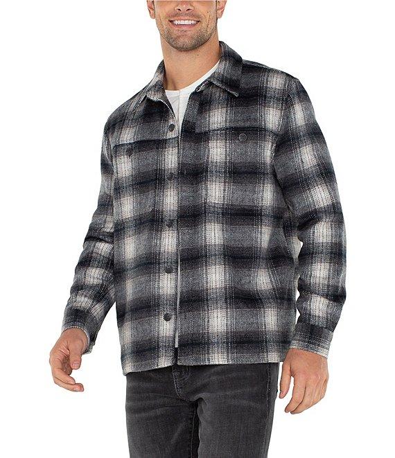 Liverpool Los Angeles Long Sleeve Plaid Wool Blend Shacket Product Image