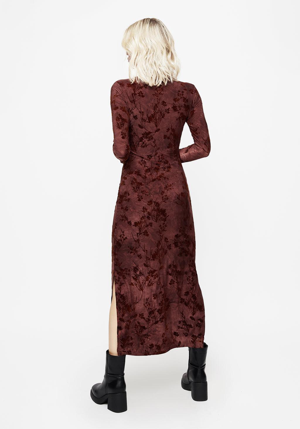 Wytchelm Flocked Velour Midaxi Dress - Red Product Image