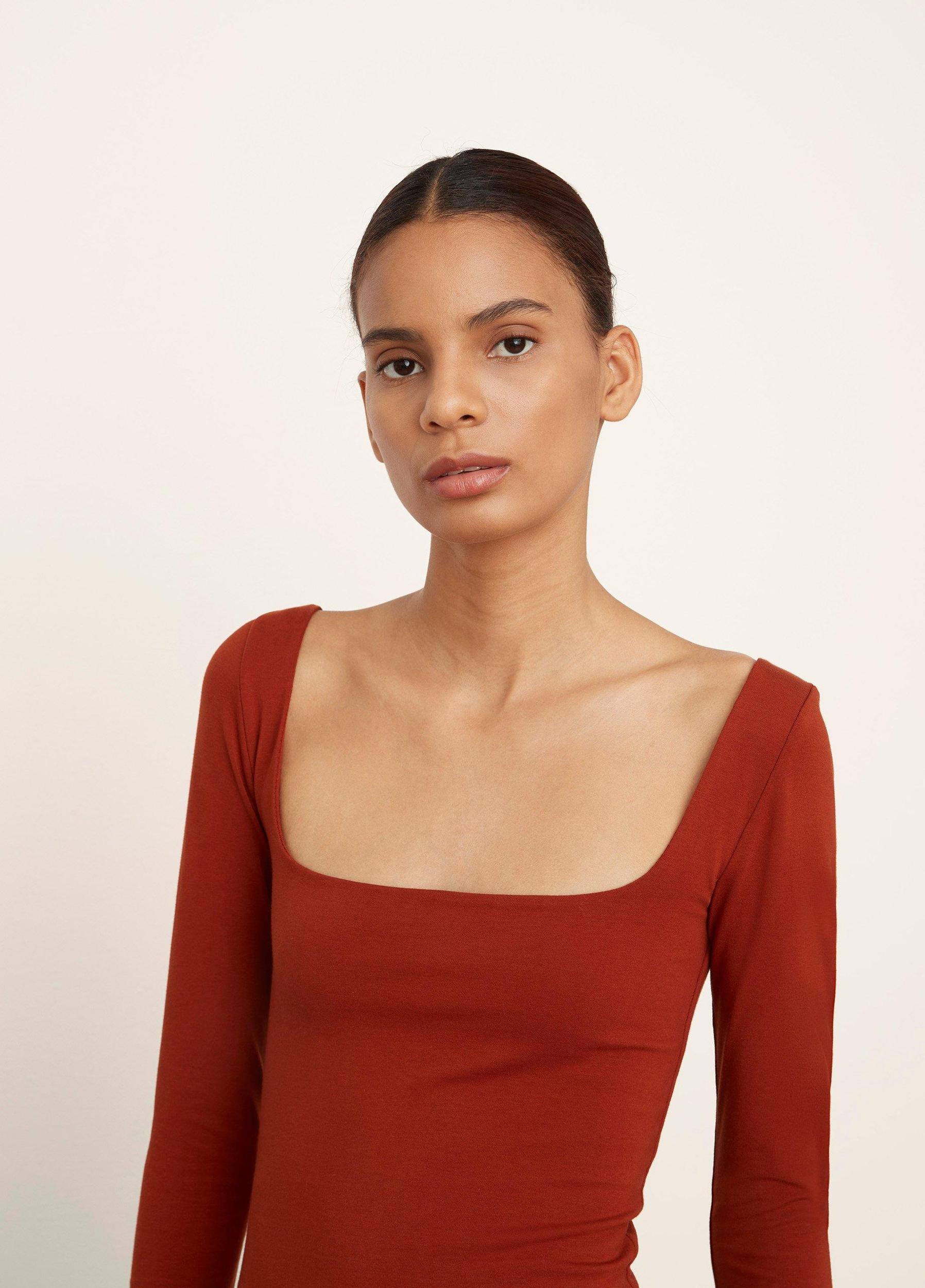 Pima Cotton Long Sleeve Square-Neck Product Image