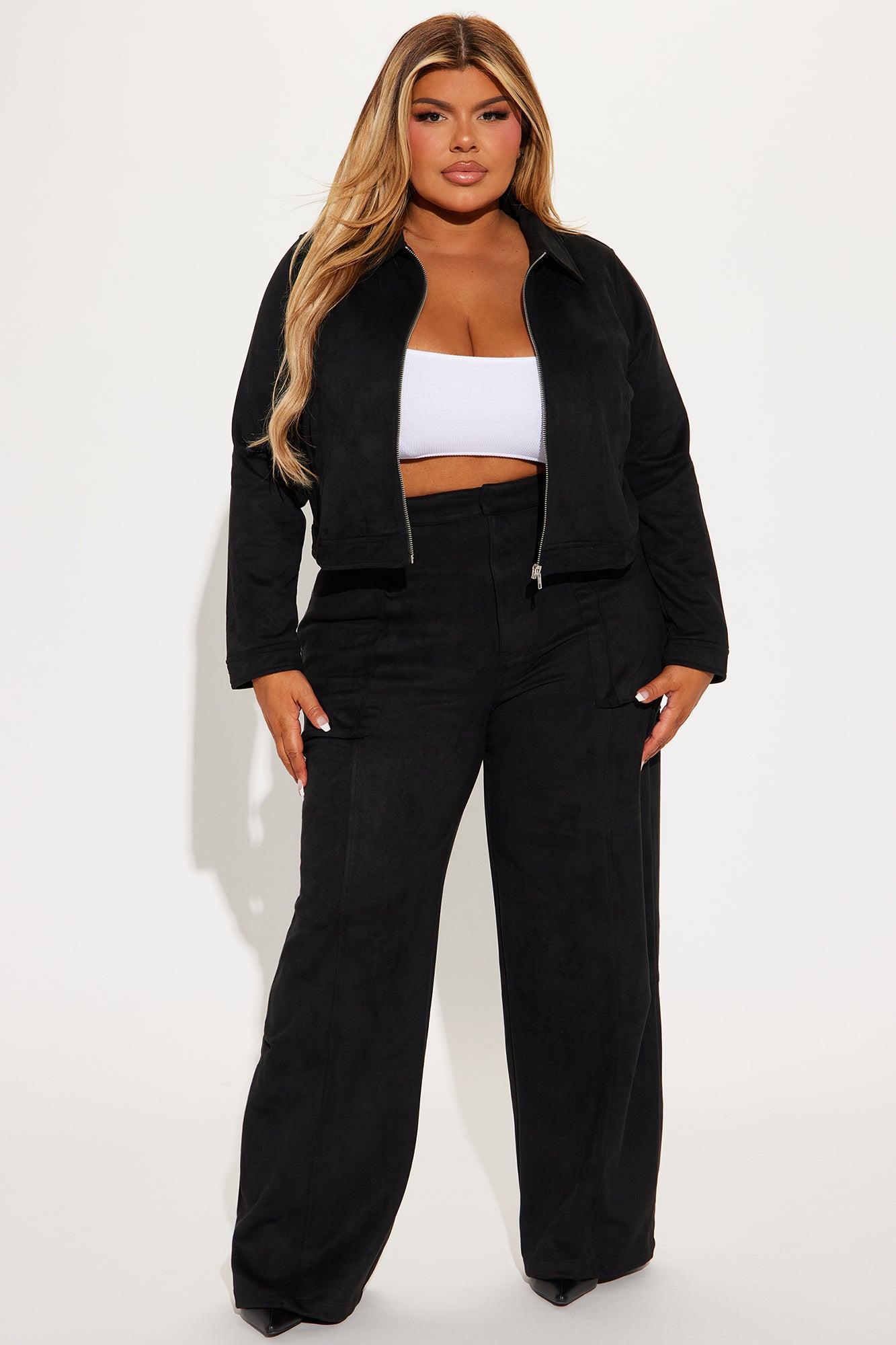 Farah Faux Suede Pant Set - Black Product Image