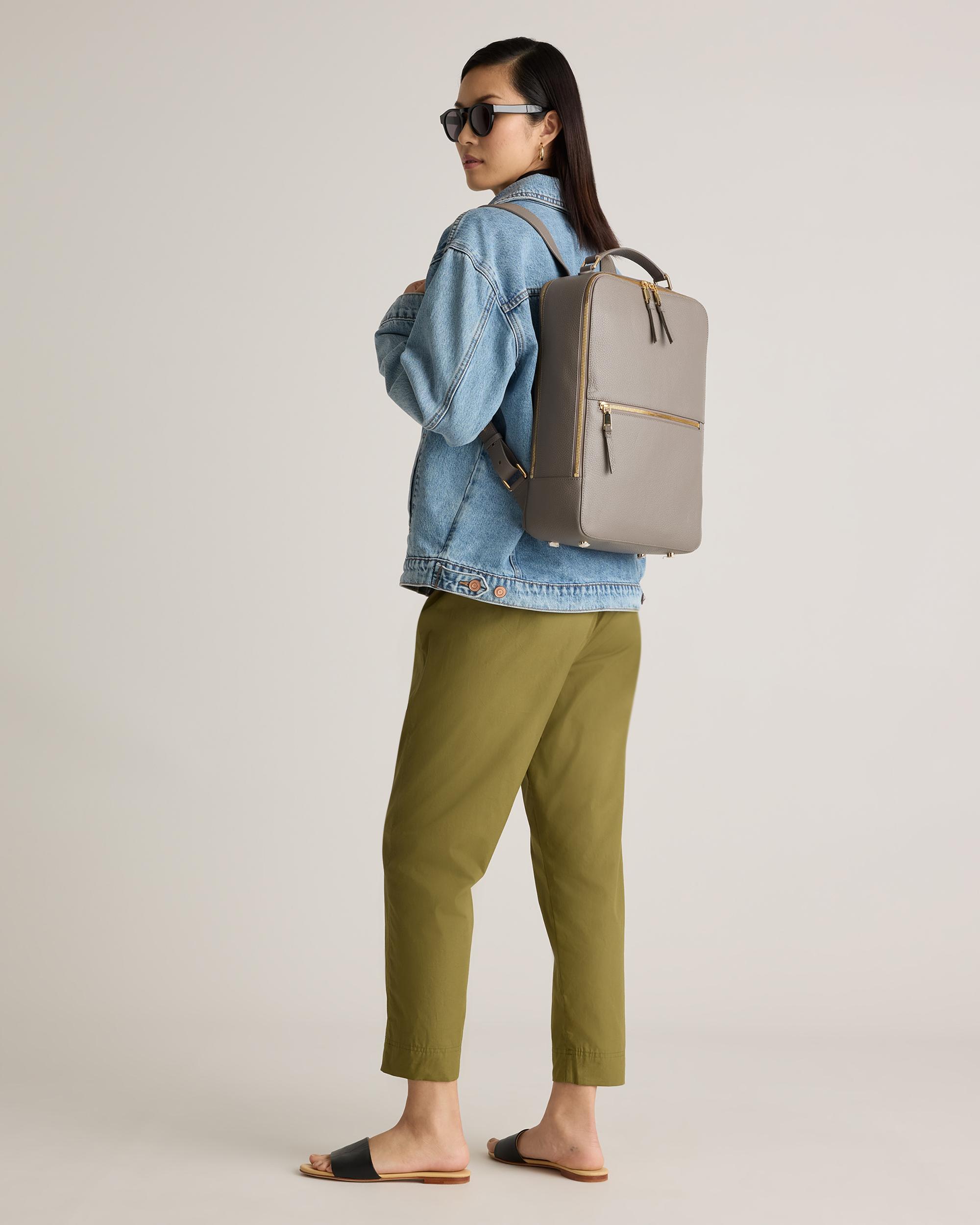 Quince | Women's Italian Leather Laptop Backpack in Mink Product Image