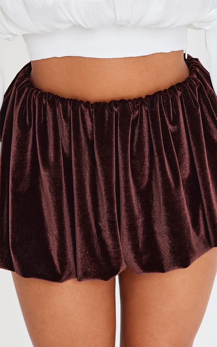 Shape Chocolate Velour Puff Ball Mini Skirt Product Image
