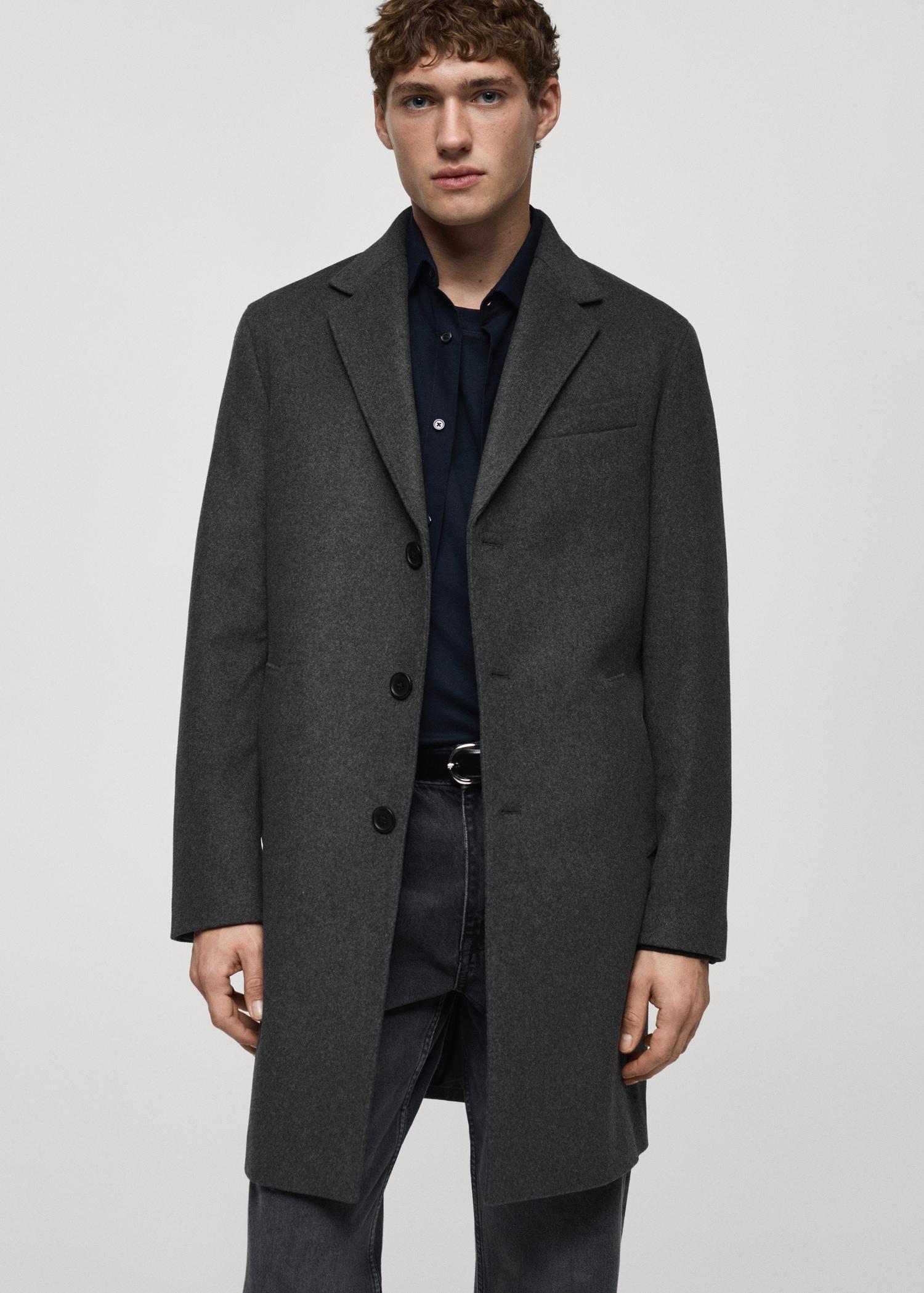 Long recycled wool coat - Men | MANGO USA Product Image
