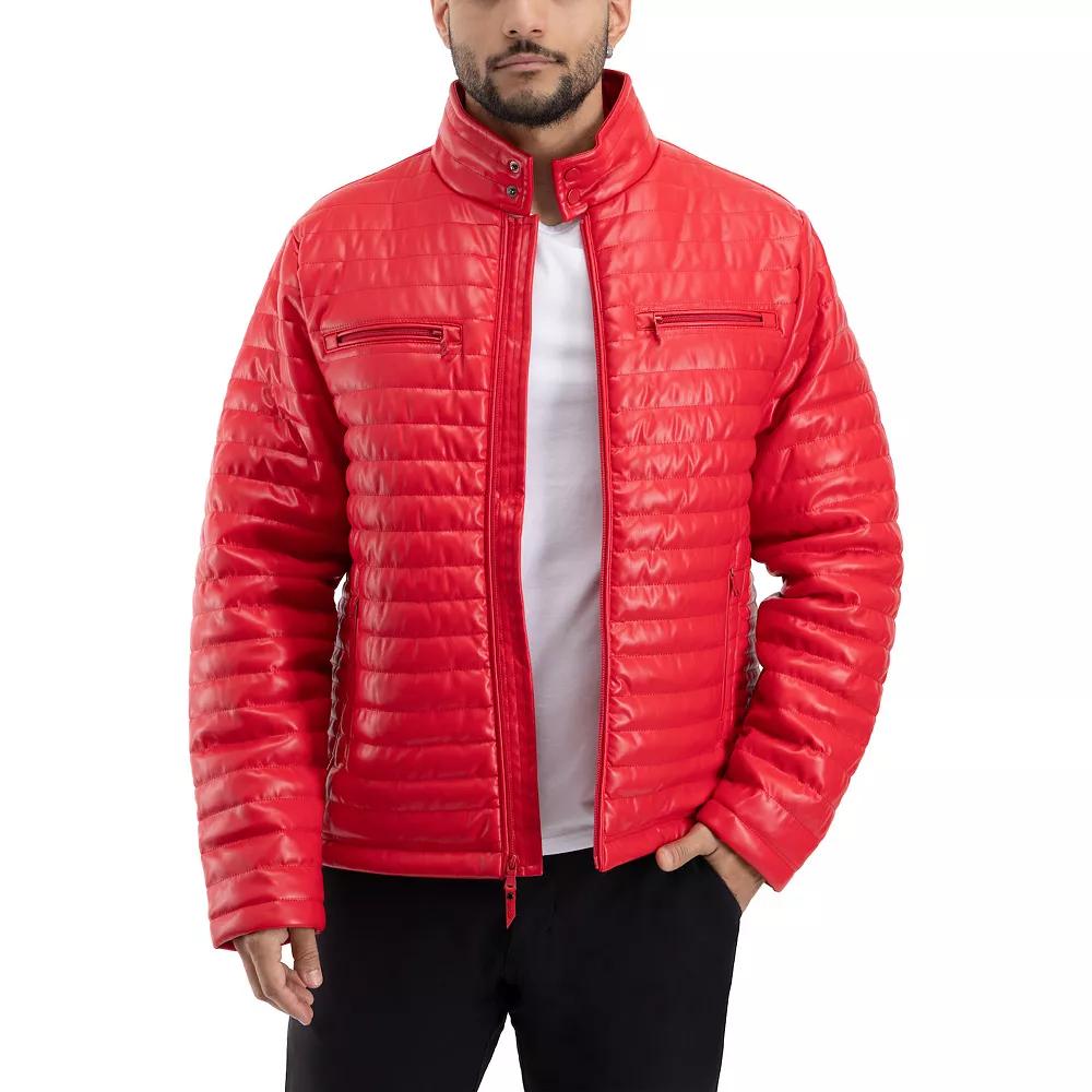 Men's Xray Faux Leather Quilted Jacket, Size: Small, Red Product Image