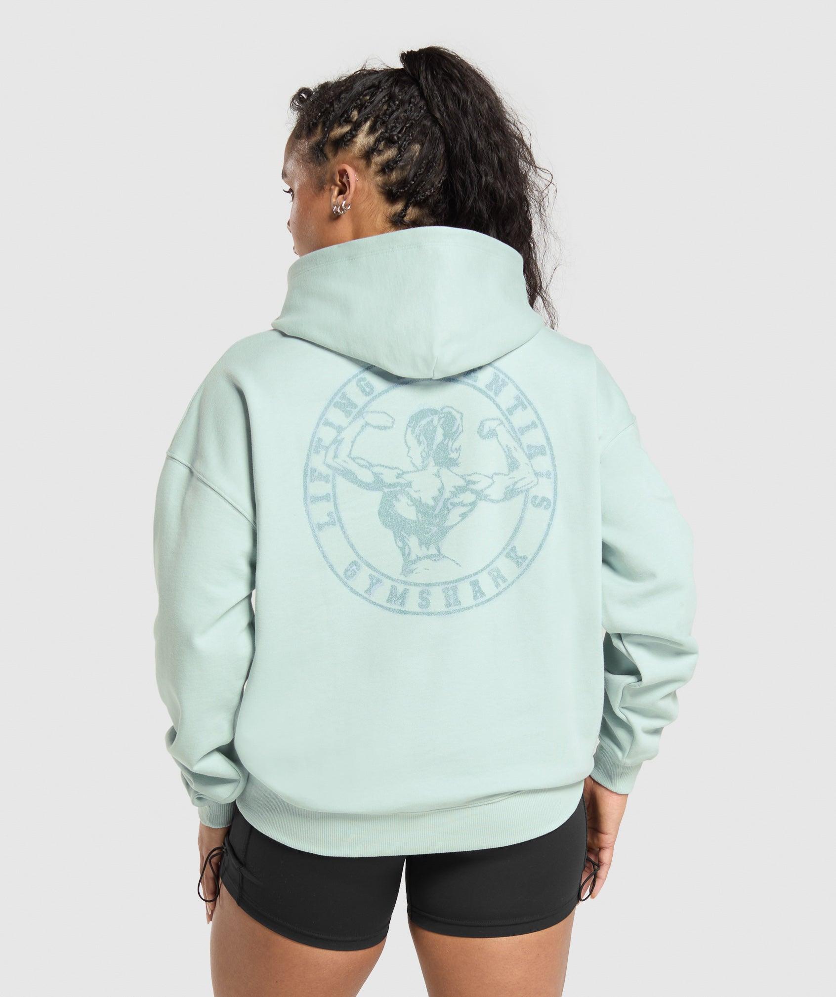 Gymshark Back Gains Graphic Hoodie - Morning Blue Female Product Image