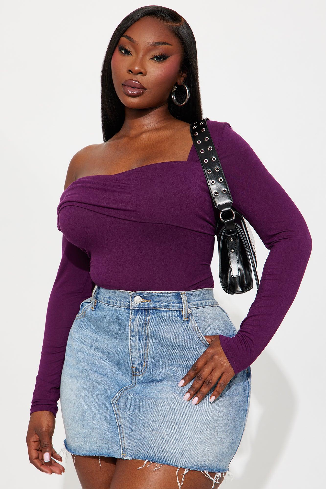 Gia One Shoulder Bodysuit - Plum Female Product Image