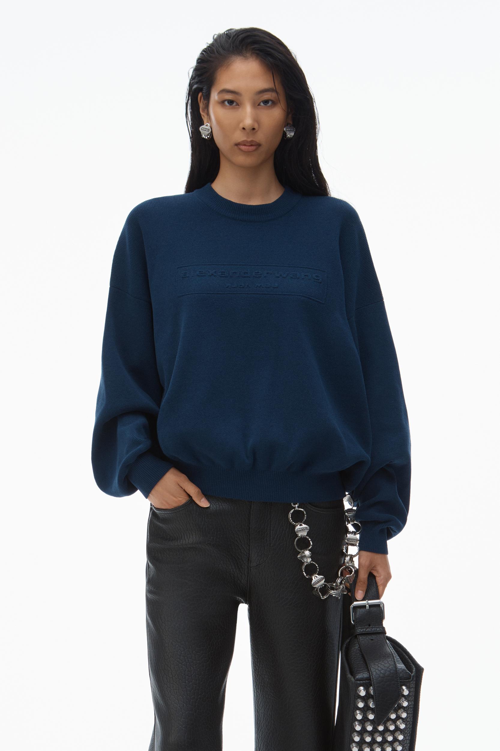 Logo Embossed Ribbed Pullover In Soft Chenille Product Image