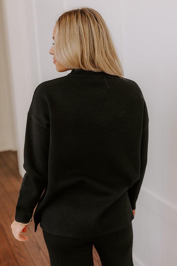 Small Town Bistro Knit Sweater in Black Product Image