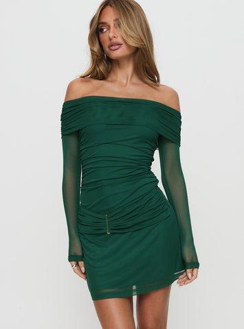 Olympique Long Sleeve Mini Dress Teal Product Image