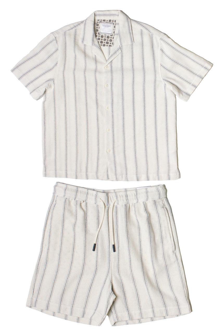 Black Striped Textured Woven Button Up Shirt Product Image