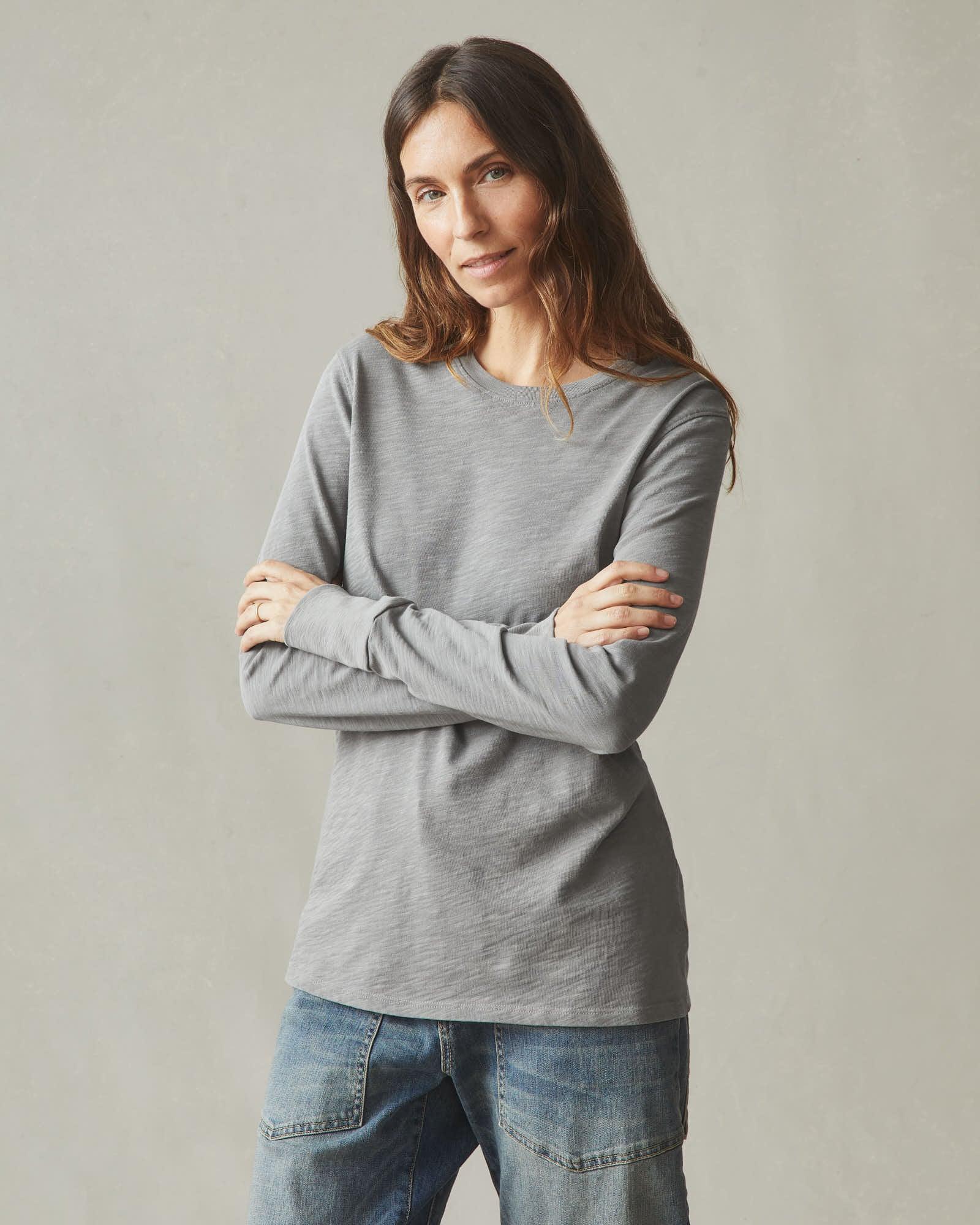 Women's Premium Slub Crew Long Sleeve Tee - Silent Storm Product Image