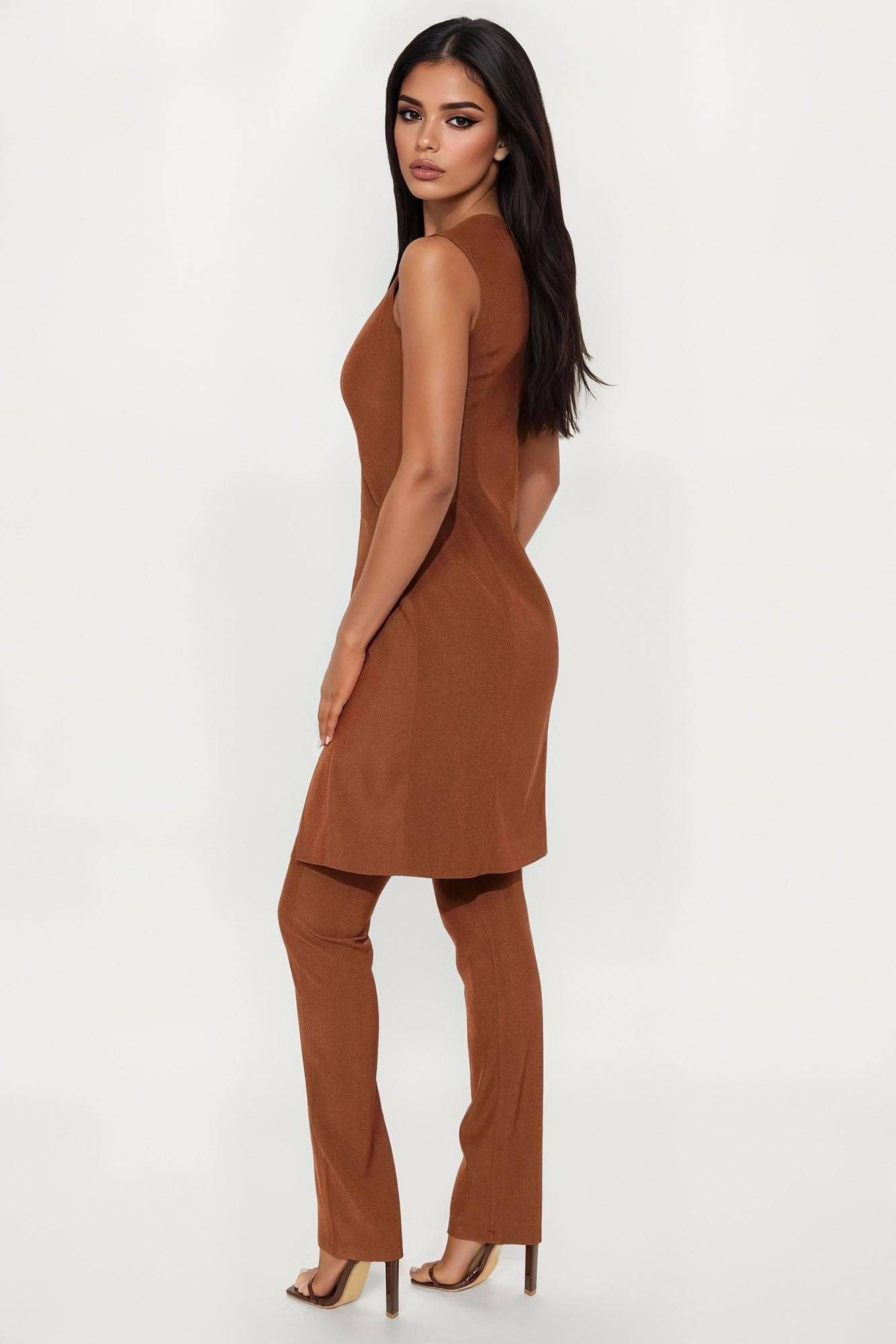 Addison Vest Pant Set - Chocolate Female Product Image