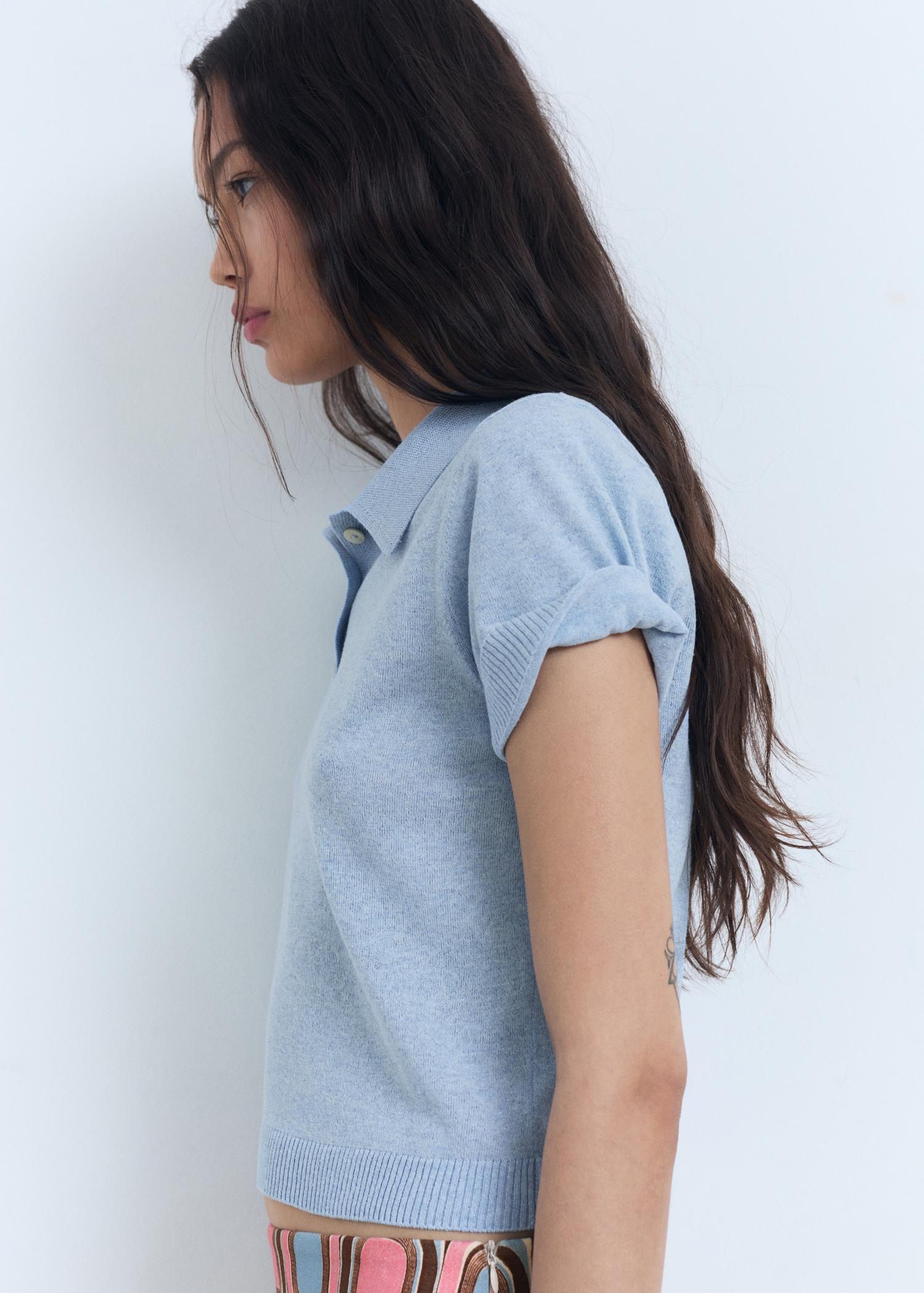 Knitted polo-neck sweater - Women | MANGO USA Product Image