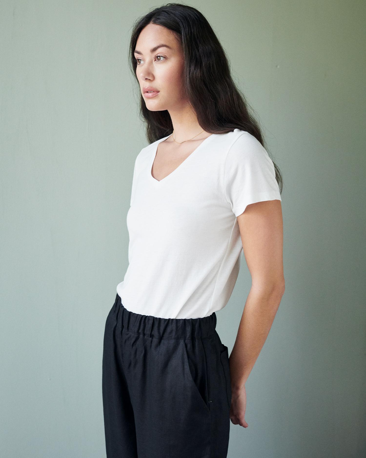 Quince | Women's Cotton Modal V Neck T-Shirt Cotton/Modal Product Image