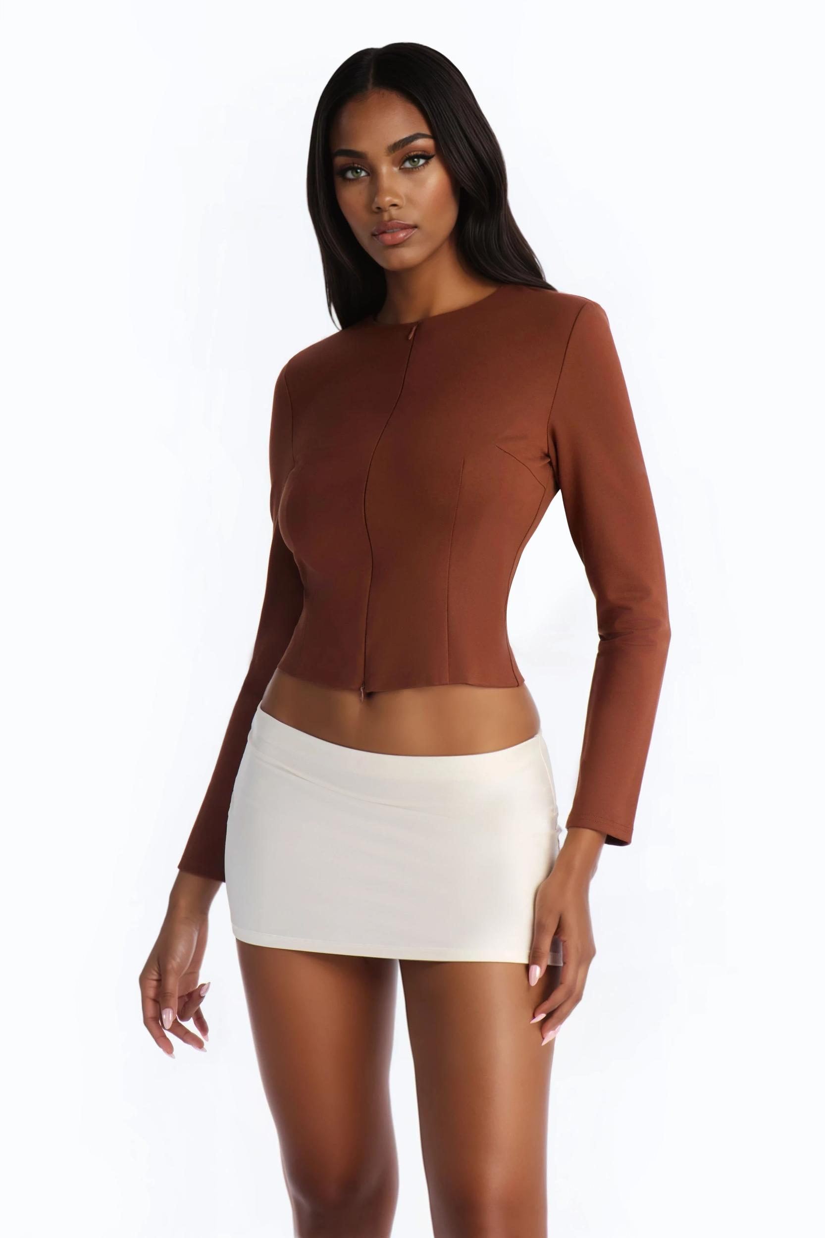 Magnolia Long Sleeve Zip Up Top - Coco Female Product Image