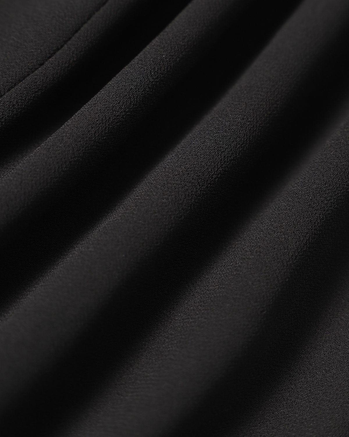 The Black Stand Collar Sheer Slit Mini Dress Product Image