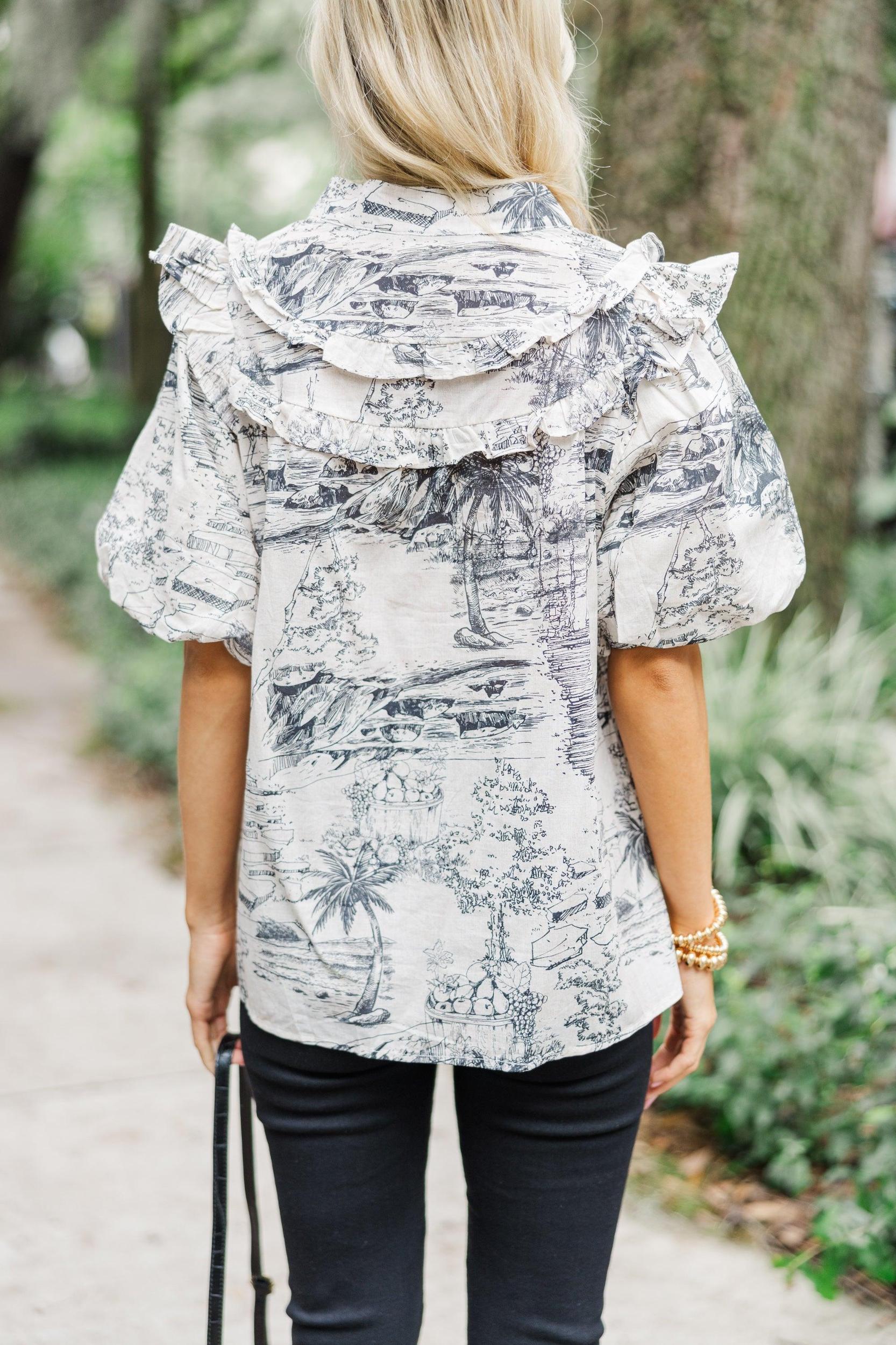 Stay Right Here Black Toile Blouse Female Product Image